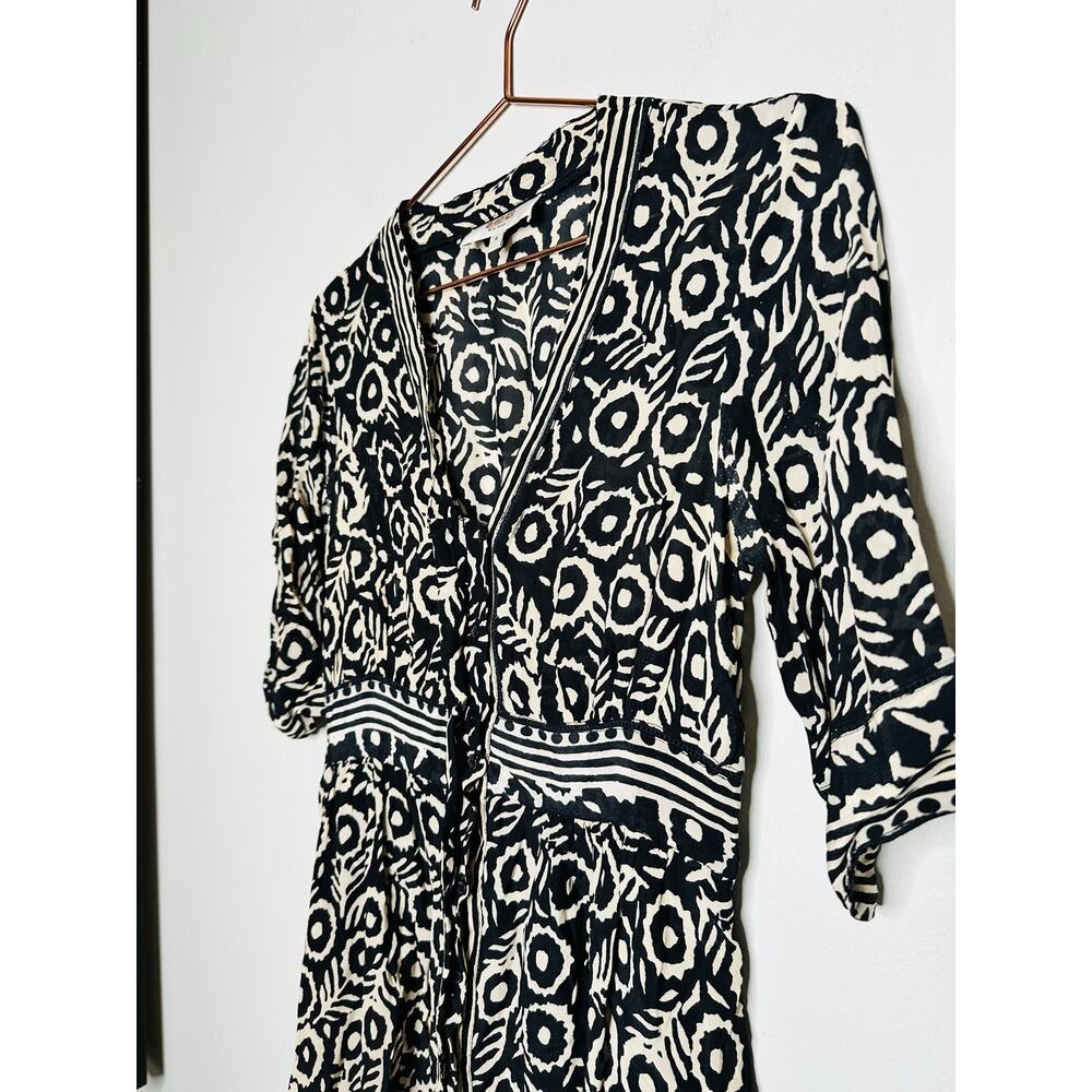 SEA NEW YORK Black White Ink-Dot Bloom Front Button Midi Dress Size 4 - Picture 6 of 13